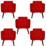 Imagem de kit 05 Poltronas Decorativa Duda C/Strass Suede Vermelho - D'Classe Decor