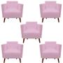 Imagem de kit 05 Poltronas Decorativa Isa Pés Palito Suede Rosa Bebê - D'Classe Decor