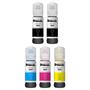 Imagem de Kit 05 Refil de Tinta Para T544 para impressora Ecotank Epson L3150, L3110, L5190, L3250, L3210, L5290, L5593