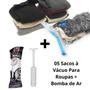 Imagem de Kit 05 Sacos De Viagem À Vácuo P/ Roupas 50X60 + Bomba de Ar