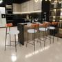 Imagem de Kit 06 Banquetas Baixa Bar Cozinha Sala Jantar Milão L02 material sintético Camel Linho Cinza  -LyamDecor
