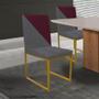 Imagem de Kit 06 Cadeira Office Stan Duo Sala de Jantar Industrial Ferro Dourado Suede Cinza e Bordô - Ahz Móveis