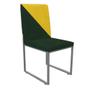 Imagem de Kit 06 Cadeira Office Stan Duo Sala de Jantar Industrial Ferro Prata Suede Verde e Amarelo - Ahz Móveis