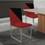 Imagem de Kit 06 Cadeira Office Stan Duo Sala de Jantar Industrial Ferro Prata Suede Vermelho e Preto - Ahz Móveis