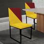 Imagem de Kit 06 Cadeira Office Stan Duo Sala de Jantar Industrial Ferro Preto material sintético Amarelo e Vermelho - Ahz Móveis