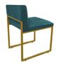 Imagem de Kit 06 Cadeiraa De Jantar Escritório Recepção Lee Office Industrial Ferro Dourado Suede Azul Turquesa - Ahazzo Móveis