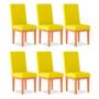 Imagem de Kit 06 Cadeiras Alice Para Mesa de Jantar Suede Amarelo - Madeira Prima Deccor