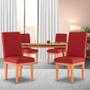 Imagem de Kit 06 Cadeiras de Cozinha Alice Para Mesa de Jantar Suede Vermelho - Madeira Prima Deccor