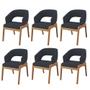 Imagem de Kit 06 Cadeiras de Jantar e Estar Living Estofada Lince L02 Suede Preto - Lyam Decor