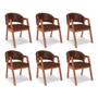 Imagem de Kit 06 Cadeiras de Jantar e Living Anisha Estofada material sintético Whisky - Desk Design