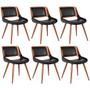 Imagem de Kit 06 Cadeiras Decorativa Escritório Recepção New Design Pés Madeira Preta - Gran Belo