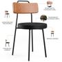 Imagem de Kit 06 Cadeiras Decorativas Estofada Para Sala Jantar Barcelona L02 material sintético Camel Preto - Lyam
