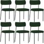 Imagem de Kit 06 Cadeiras Estofadas Para Sala De Jantar Melina L02 Suede Verde Musgo - Lyam Decor