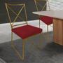 Imagem de Kit 06 Cadeiras Sala de Jantar Escritório Office Clark Industrial Ferro Dourado Suede Vermelho - Ahz Móveis