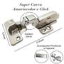 Imagem de Kit 06 Dobradiça Super Curva Inox Amortecedor Click Móveis