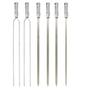 Imagem de Kit 06 Pçs Espeto Churrasco Misto Aço Inox Duplo + Chato largo + Chato Estreito 75 Cm Cabo Madeira Revestido Alumínio