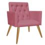 Imagem de Kit 06 Poltrona Cadeira Decorativa  Fernanda com Capitone Pés Palito  Sala de  Estar Recepção Escritório Suede Rosa Bebê - Damaffê Móveis