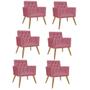Imagem de Kit 06 Poltrona Cadeira Decorativa  Fernanda com Capitone Pés Palito  Sala de  Estar Recepção Escritório Suede Rosa Bebê - Damaffê Móveis