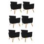 Imagem de Kit 06 Poltrona Cadeira Mind Decorativa Recepção Sala De Estar Suede Preto - DAMAFFÊ MÓVEIS