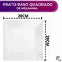 Imagem de Kit 06 Prato Raso Quadrado Branco de Melamina 20cm Leve Plástico Resistente - Bestfer