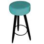 Imagem de Kit 07 Banqueta Alta Flora Pés Palito em Madeira Preto  Bar Bistrô Cozinha  material sintético Turquesa - KDAcanto Móveis