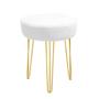 Imagem de Kit 07 Banqueta Alta Julia Industrial 55cm Ferro Dourado Sintético Branco - Ahz Móveis