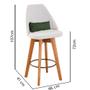 Imagem de Kit 07 Banquetas Alta Maya Giratória Com Encosto Gourmet Linho Bege e Almofada Suede Verde Musgo - Gat Magazine