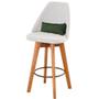 Imagem de Kit 07 Banquetas Alta Maya Giratória Com Encosto Gourmet Linho Bege e Almofada Suede Verde Musgo - Gat Magazine