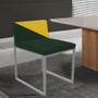 Imagem de Kit 07 Cadeira Office Lee Duo Sala de Jantar Industrial Ferro Cinza Suede Verde e Amarelo - Ahz Móveis