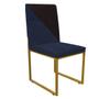 Imagem de Kit 07 Cadeira Office Stan Duo Sala de Jantar Industrial Ferro Dourado material sintético Azul Marinho e Marrom - Ahz Móveis