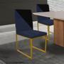 Imagem de Kit 07 Cadeira Office Stan Duo Sala de Jantar Industrial Ferro Dourado Suede Azul Marinho e Preto - Ahz Móveis