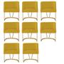 Imagem de Kit 07 Poltrona Cadeira Aurora Luxo Confort Industrial Ferro Dourado Suede Amarelo - Ahz Móveis