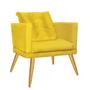 Imagem de Kit 07 Poltrona Cadeira Milena Confort Com almofada Sala Recepção Escritório Pé Madeira material sintético Amarelo - DAMAFFÊ MÓVEIS