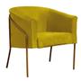 Imagem de Kit 07 Poltrona Cadeira Roni Luxo Industrial Ferro Dourado Suede Amarelo - Ahz Móveis