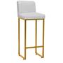 Imagem de Kit 08 Banqueta Alta Com Encosto Lucca -60cm chão até o assento Industrial Ferro Dourado Sintético Branco - Ahazzo Móveis