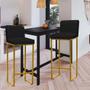 Imagem de Kit 08 Banqueta Alta Com Encosto Lucca -60cm chão até o assento Industrial Ferro Dourado Suede Preto - Ahazzo Móveis