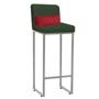 Imagem de Kit 08 Banqueta Alta com Encosto Lucca Industrial Cozinha Balcão Ferro Prata Suede Verde e Almofada Vermelho - Ahz Móveis