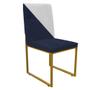 Imagem de Kit 08 Cadeira Office Stan Duo Sala de Jantar Industrial Ferro Dourado material sintético Azul Marinho e Branco - Ahazzo Móveis