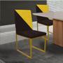 Imagem de Kit 08 Cadeira Office Stan Duo Sala de Jantar Industrial Ferro Dourado material sintético Marrom e Amarelo - Ahazzo Móveis