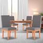Imagem de Kit 08 Cadeiras de Cozinha Alice Para Mesa de Jantar Suede Cinza - Madeira Prima Deccor