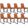 Imagem de Kit 08 Cadeiras Decorativas Estofada Para Sala de Jantar Dafne L02 Tecido Terracota -LyamDecor