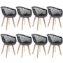 Imagem de Kit 08 Cadeiras Decorativas Para Sala de Jantar Madri Com Base de Madeira E01 Preto - Lyam Decor