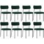 Imagem de Kit 08 Cadeiras Estofadas Para Sala De Jantar Melina L02 Bouclê Verde - Lyam Decor