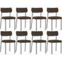 Imagem de Kit 08 Cadeiras Estofadas Para Sala De Jantar Melina L02 Suede Marrom - Lyam Decor