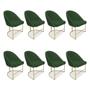 Imagem de Kit 08 Cadeiras Poltrona de Jantar Bela Suede Verde Base Metálica Industrial Dourado - Pallazio