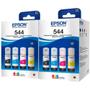 Imagem de kit 08 Garrafa de tintas T544 65ml para impressora L3250, L3210, L5290, L5590