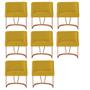Imagem de Kit 08 Poltrona Cadeira Aurora Luxo Confort Industrial Ferro Bronze Suede Amarelo - Ahz Móveis