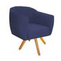 Imagem de Kit 08 Poltrona Cadeira Decorativa  Ludi Base Giratória Sala de Estar Recepção Escritório Suede Azul Marinho - Damaffê Móveis