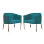 Imagem de Kit 08 Poltrona Cadeira Roni Luxo Industrial Ferro Bronze Suede Azul Turquesa - Ahazzo Móveis