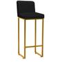 Imagem de Kit 09 Banqueta Alta Com Encosto Lucca -60cm chão até o assento Industrial Ferro Dourado material sintético Preto - Ahz Móveis